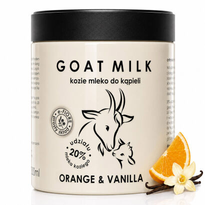 Kozie mleko do kąpieli z kolagenem, pantenolem, olejkiem jojoba ORANGE & VANILA 400g